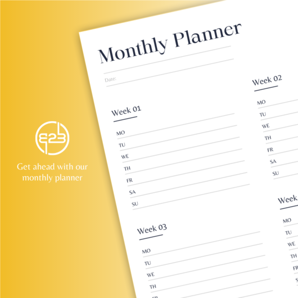 B2B Hub monthly planner