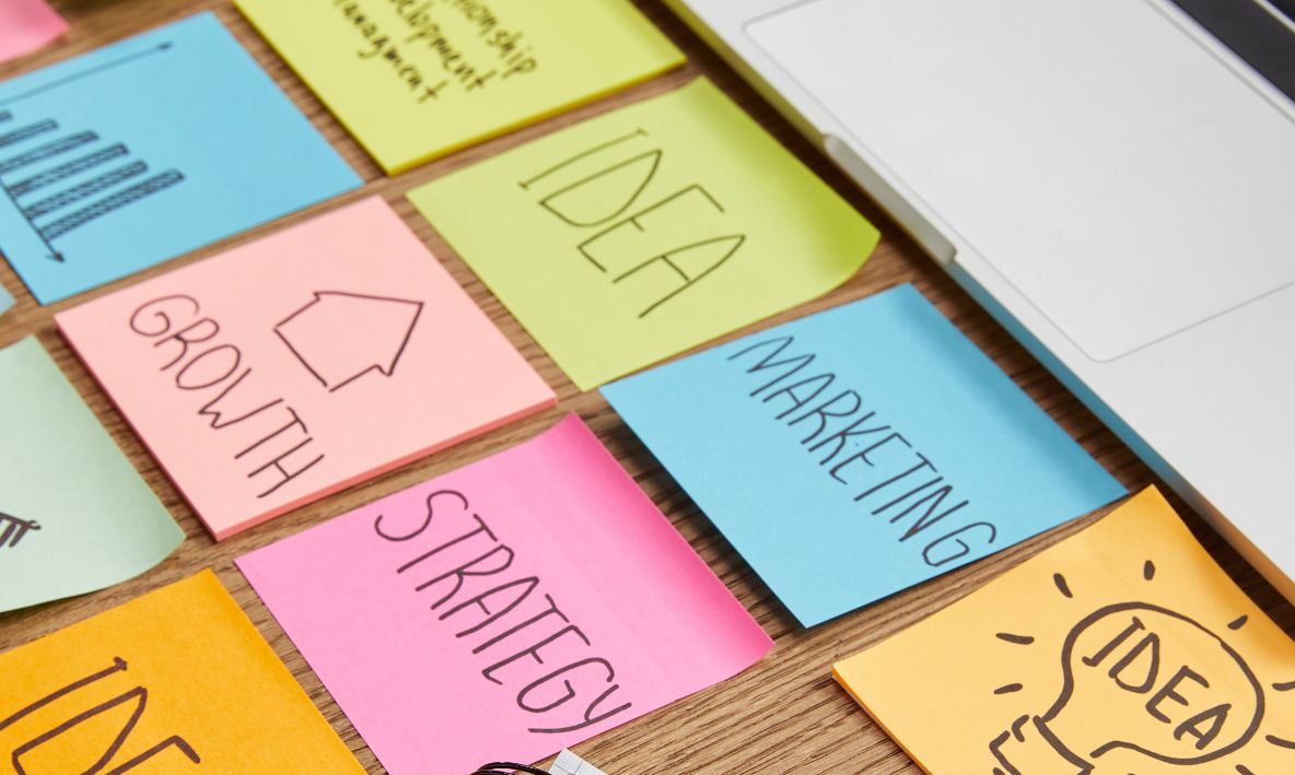 Marketing ideas and strategies post-it notes